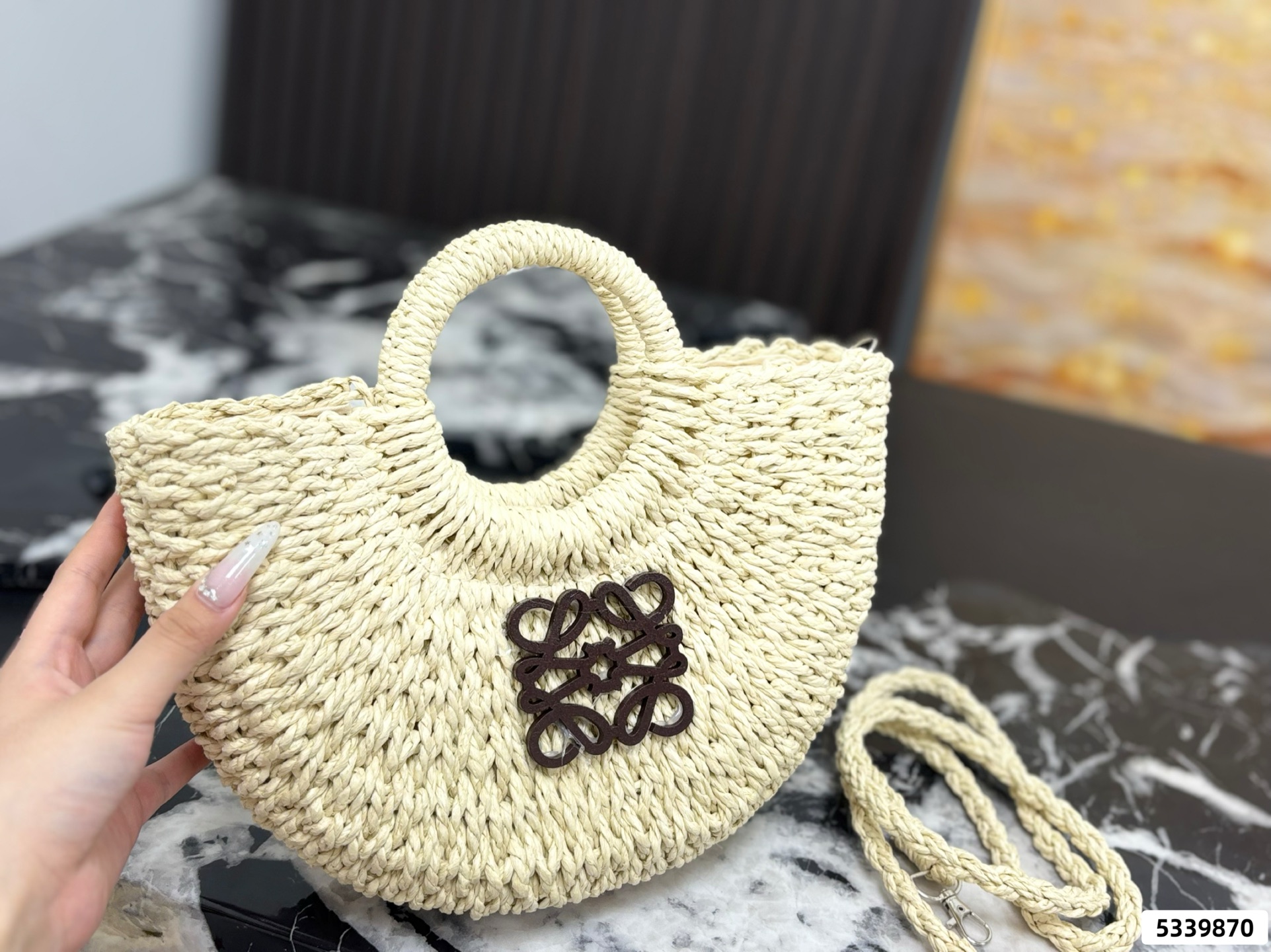 Loewe Anagram Basket Woven Shopping Bag - Image 3