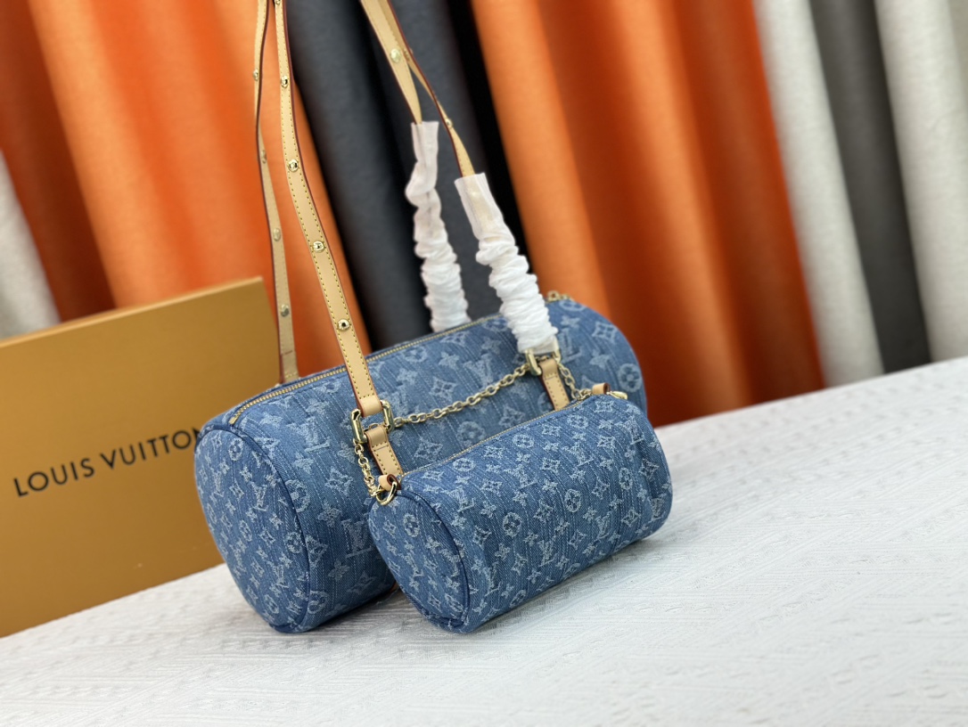 LV Papillon Denim Speedy Bandouliere Bag - Image 2