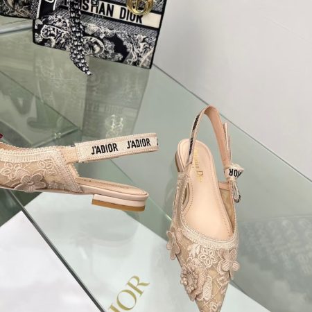 Dior Embroidered Sandals Slingback Flat Mules Pump Pink - Image 7