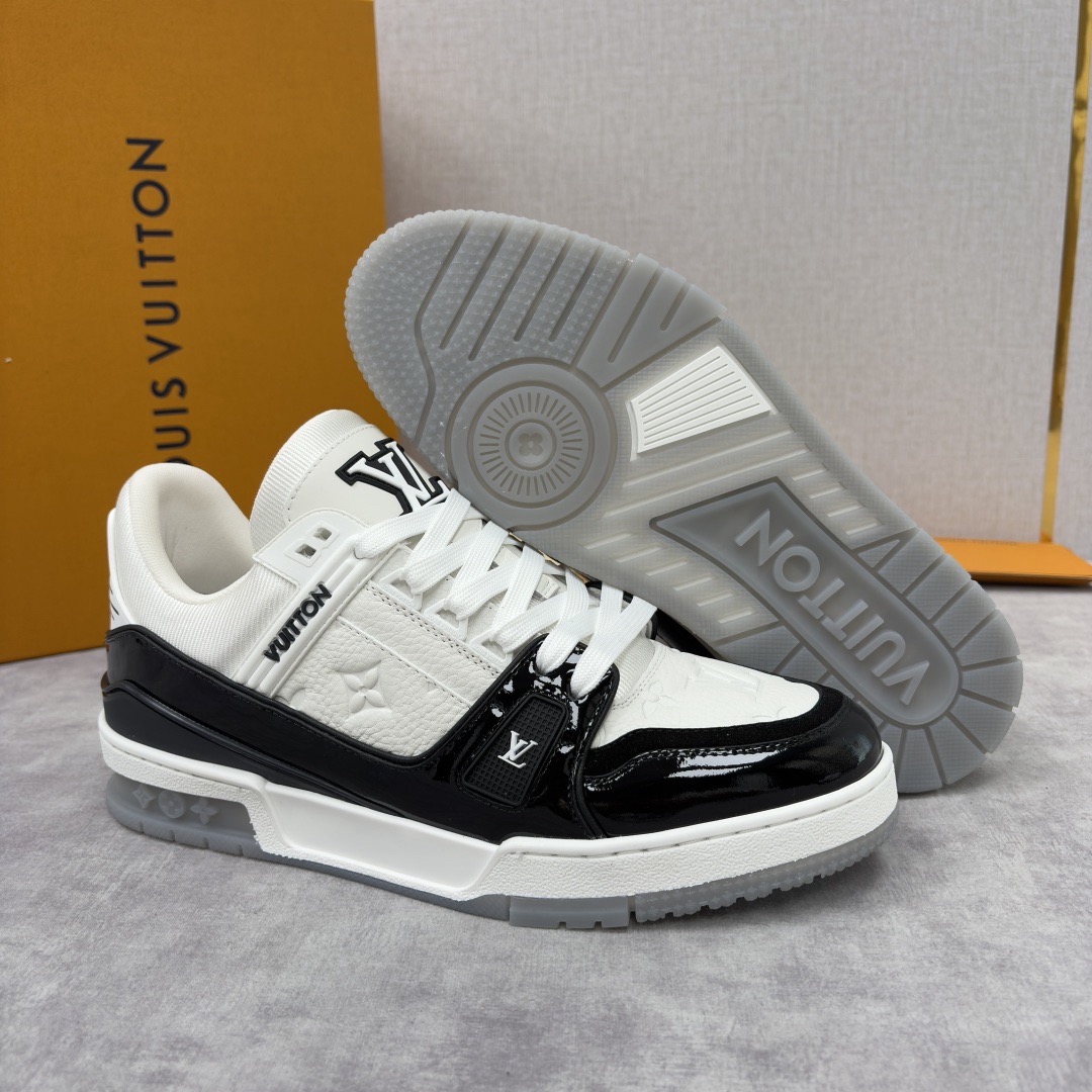 LV Trainer Sneakers Black & White High Quality - Image 8
