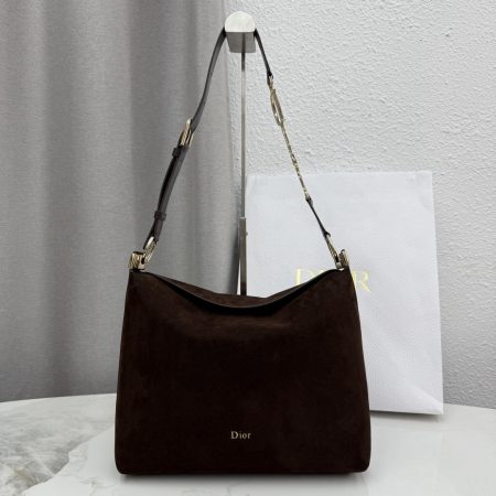 Dior Medium Diorly Bag Chocolate Suede - Image 1