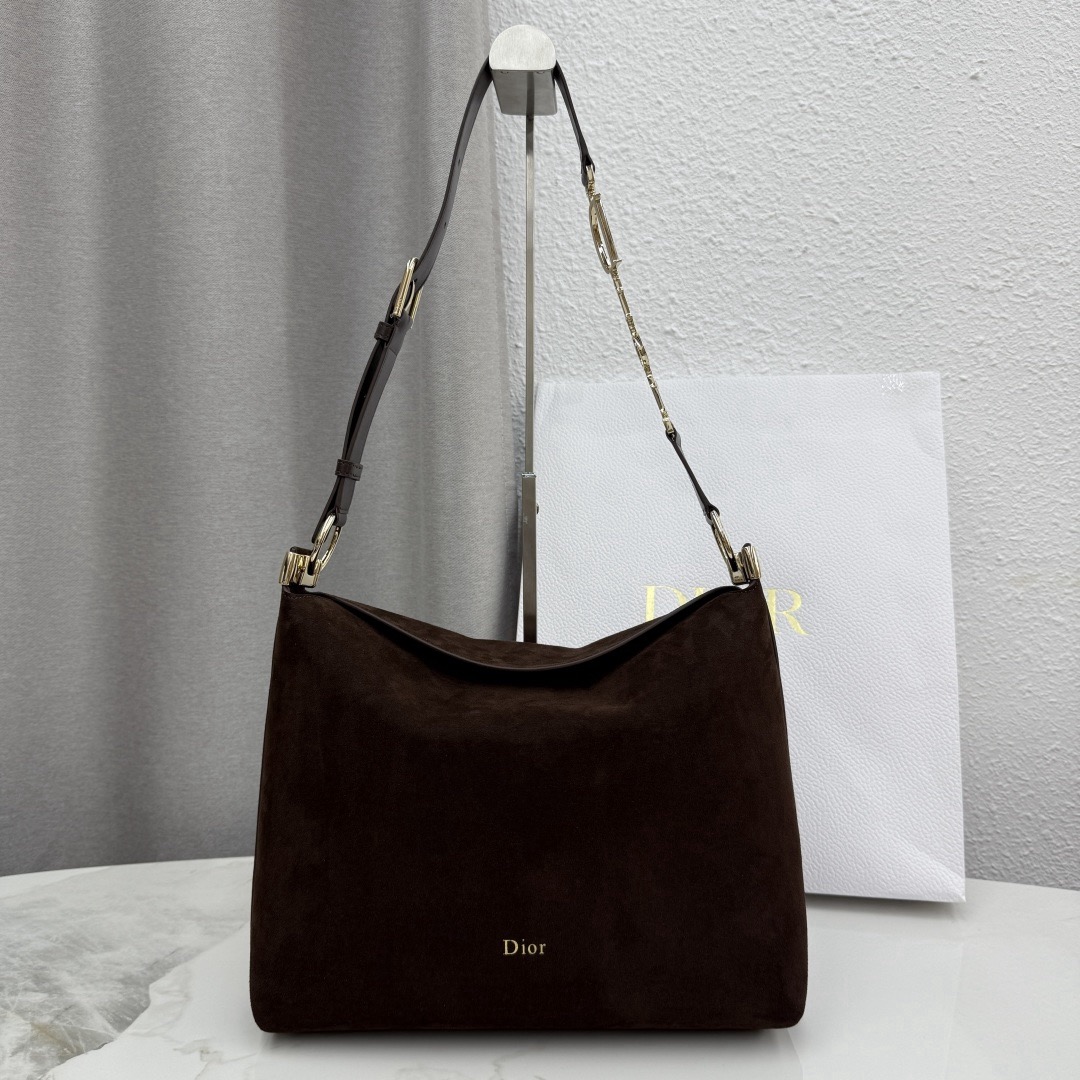 Dior Medium Diorly Bag Chocolate Suede - Image 1