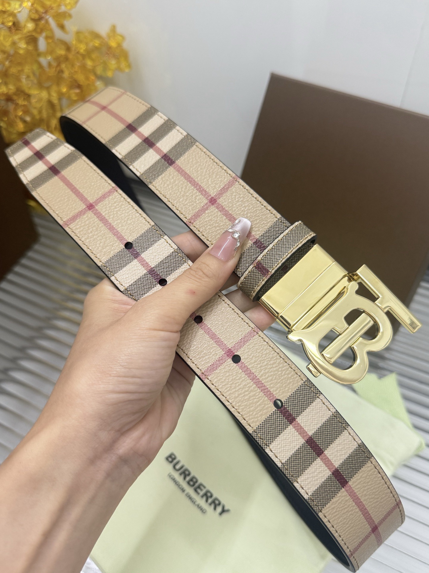 Burberry Reversible Check TB Belt 35MM Top Quality - Image 2