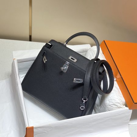 Hermès Kelly 25 black togo leather palladium hardware - Image 3