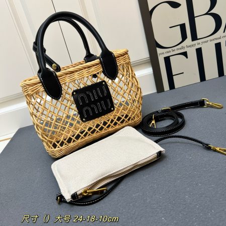 Miu Miu Woven Basket Tote Bag - Image 6