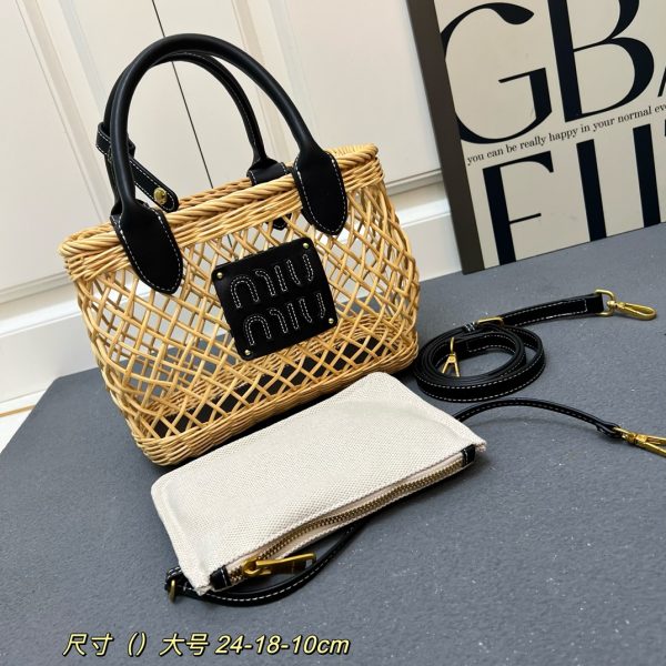 Miu Miu Woven Basket Tote Bag
