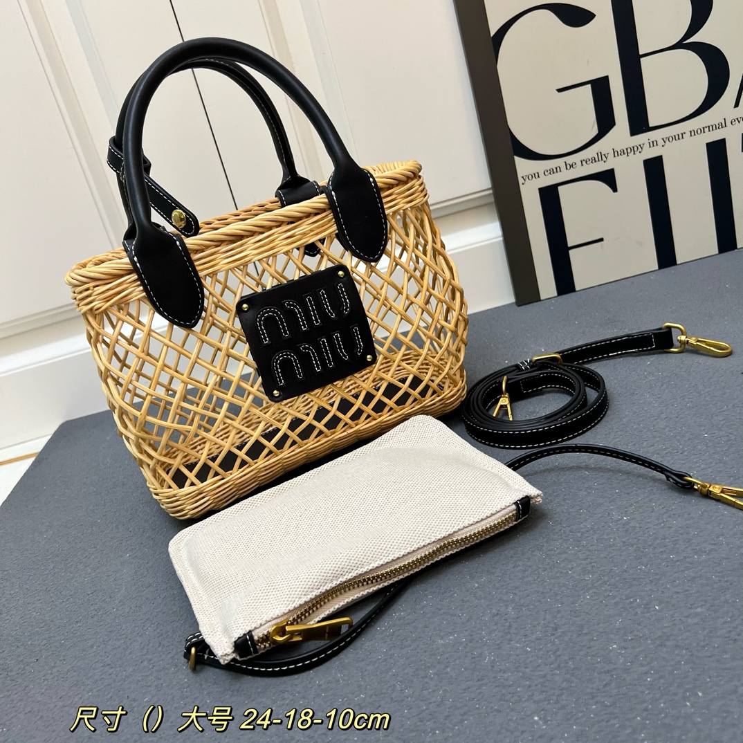 Miu Miu Woven Basket Tote Bag - Image 6