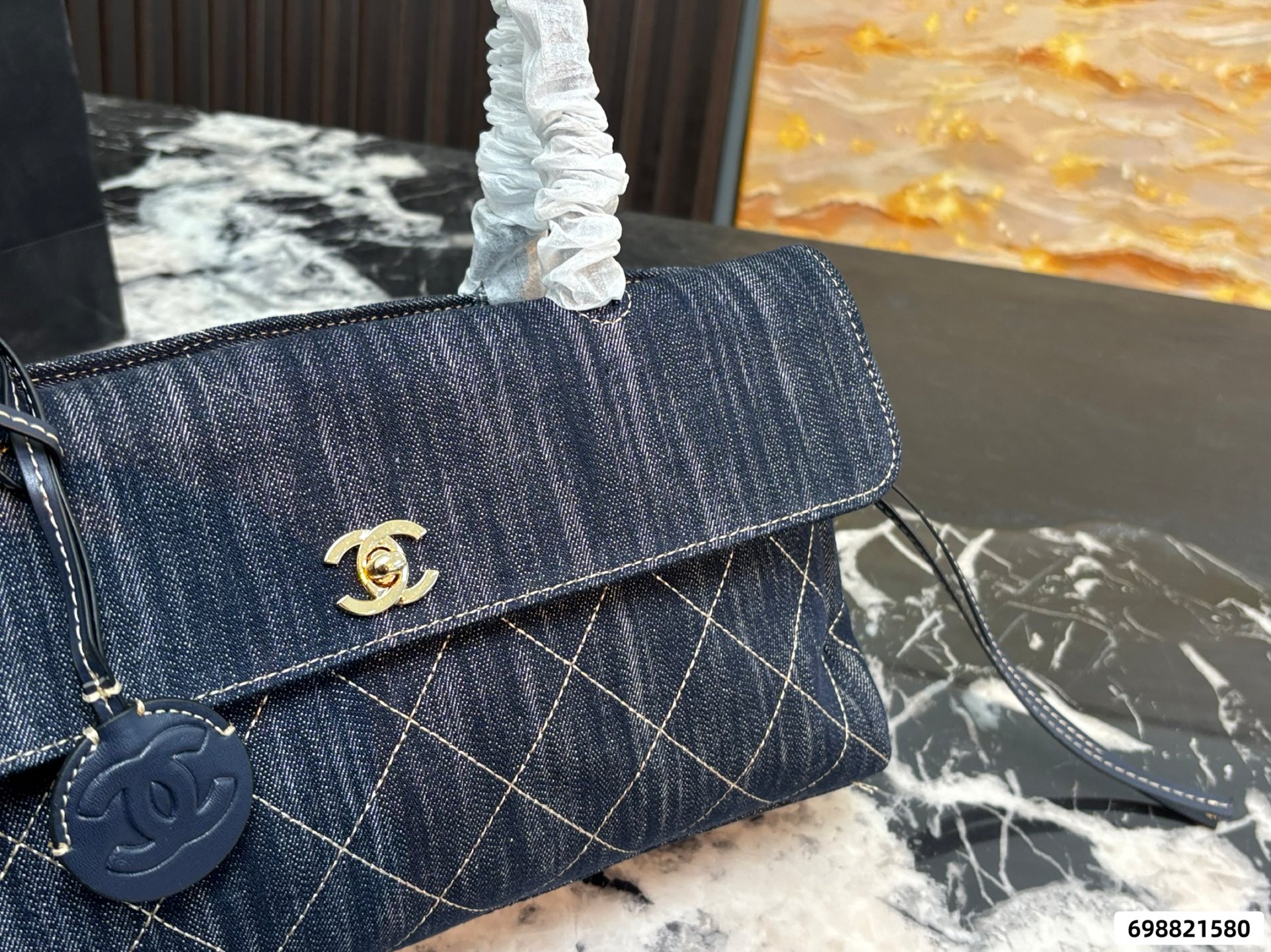 Chanel 26S Denim Baguette Bag - Image 4