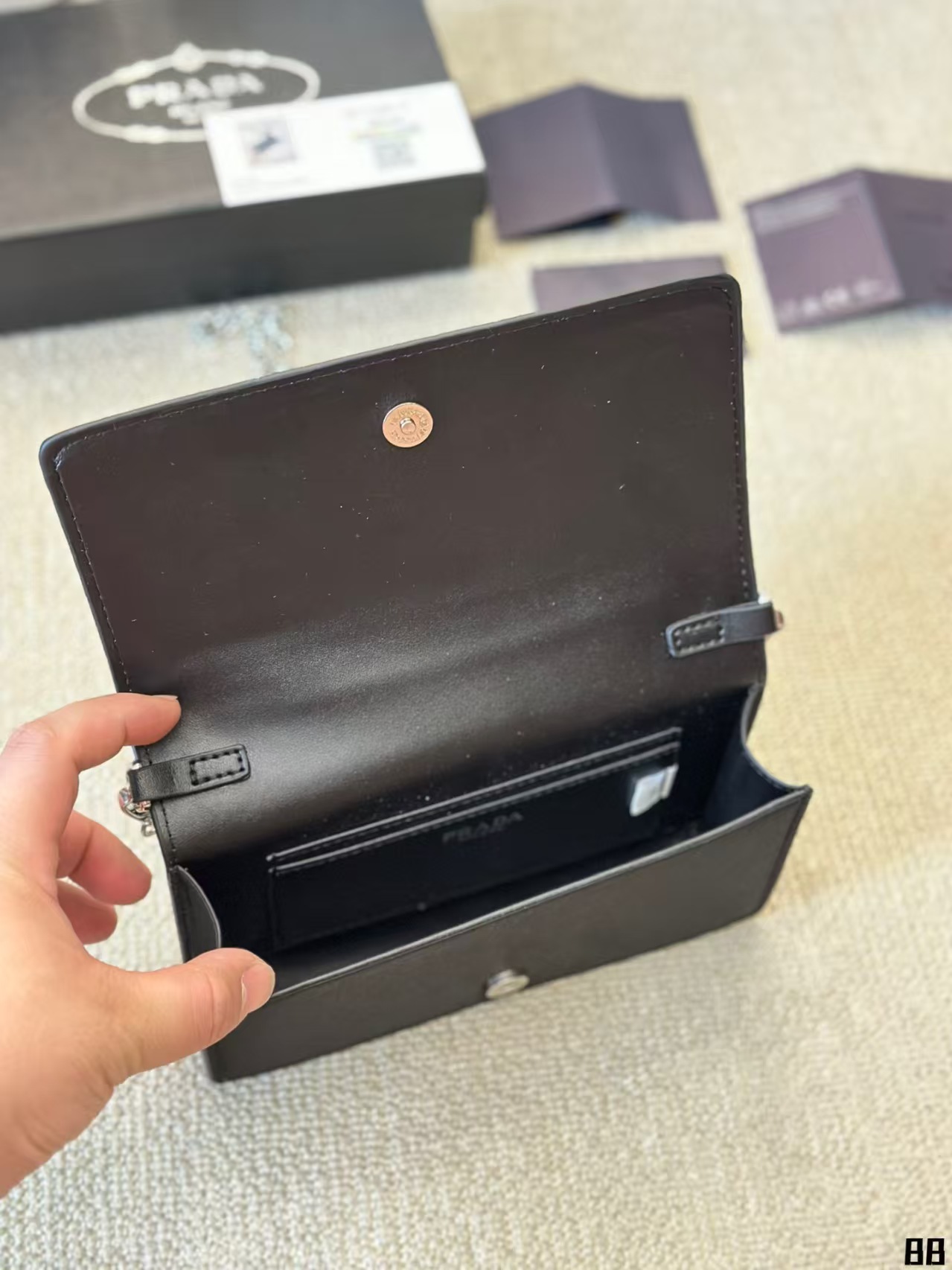 Prada Flap Card Holder with Chain - Image 8