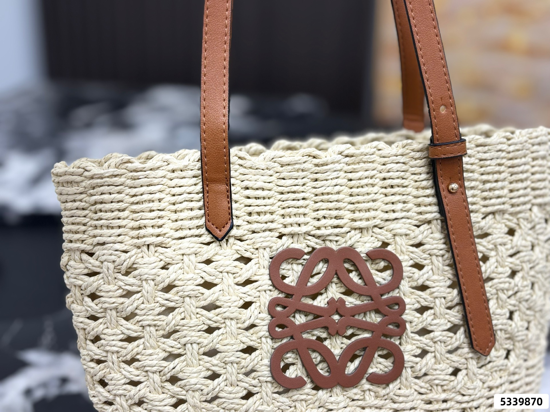 Loewe Anagram Basket Woven Shopping Bag - Image 6