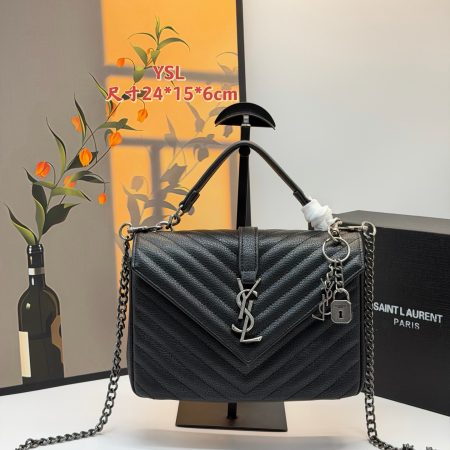 YSL College Black and Gold Messenger Bag - Image 3