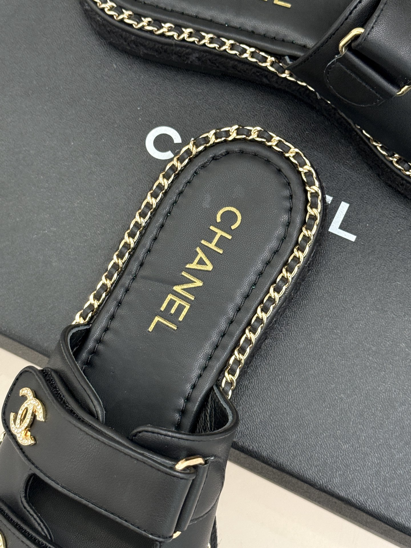 Chanel Black CC Double Breasted Flat Slippers Sandals - Image 8