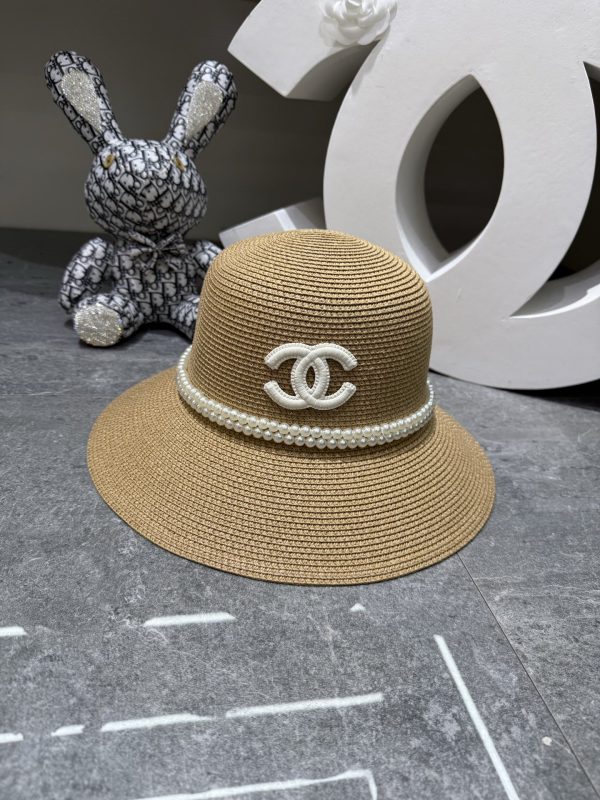 Chanel Pearl-Adorned Straw Hat
