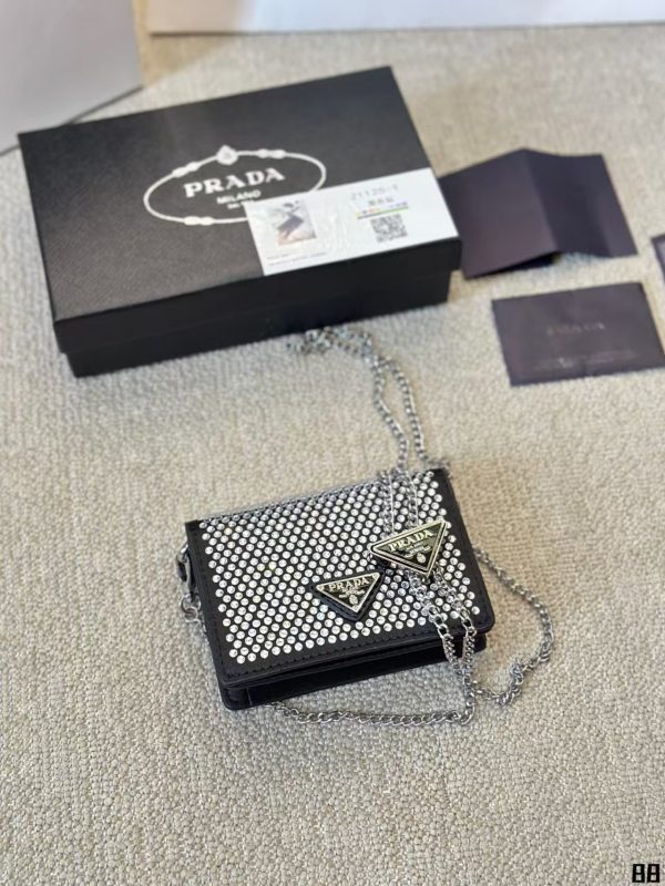 Prada Flap Card Holder with Chain