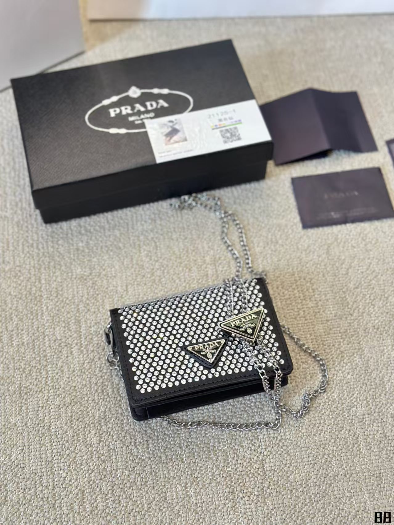 Prada Flap Card Holder with Chain - Image 3