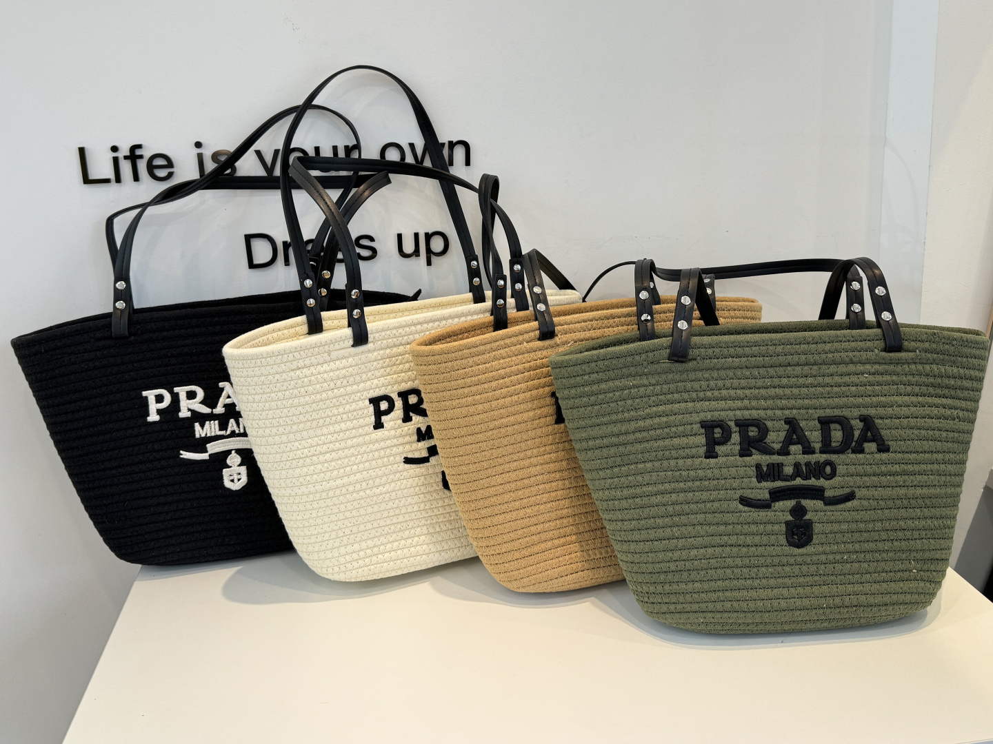 Prada Woven Tote Bag - Image 1