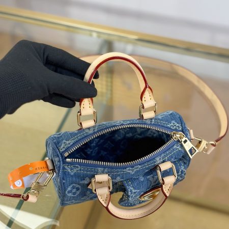 LV Nano Speedy Monogram Denim Bag - Image 5