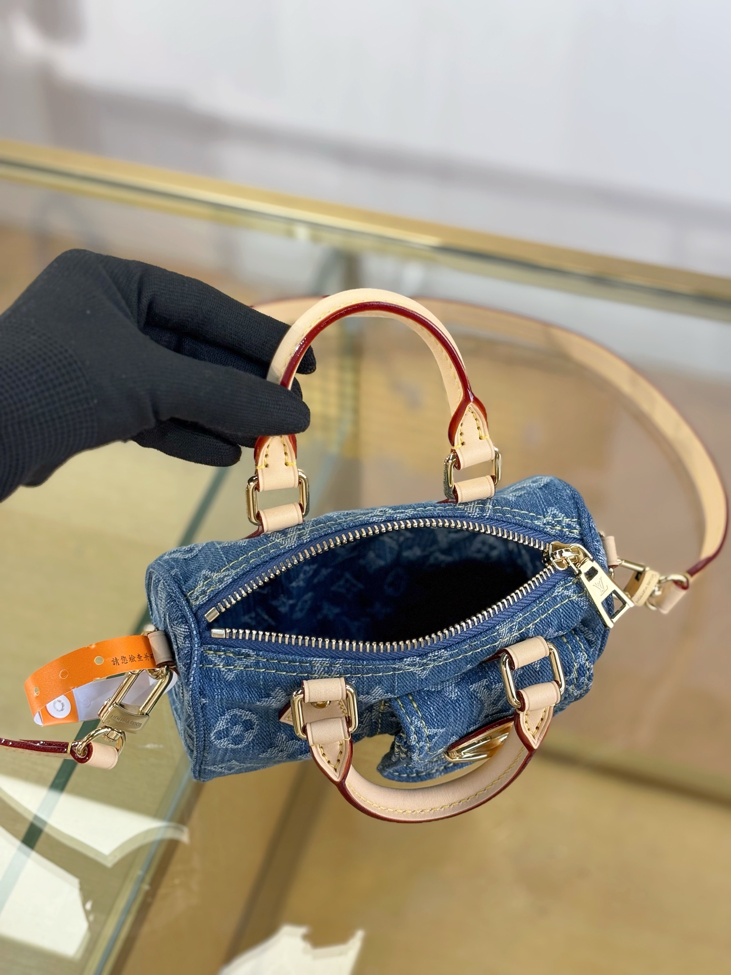 LV Nano Speedy Monogram Denim Bag - Image 5