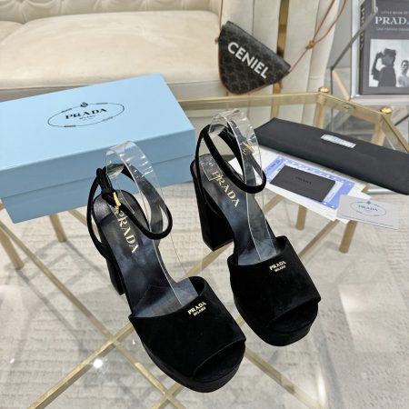 Prada Buckle Square-Heel Sandals