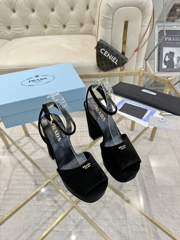 Prada Buckle Square-Heel Sandals