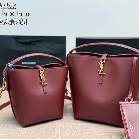 YSL Drawstring Leather Shoulder Bag - Image 5