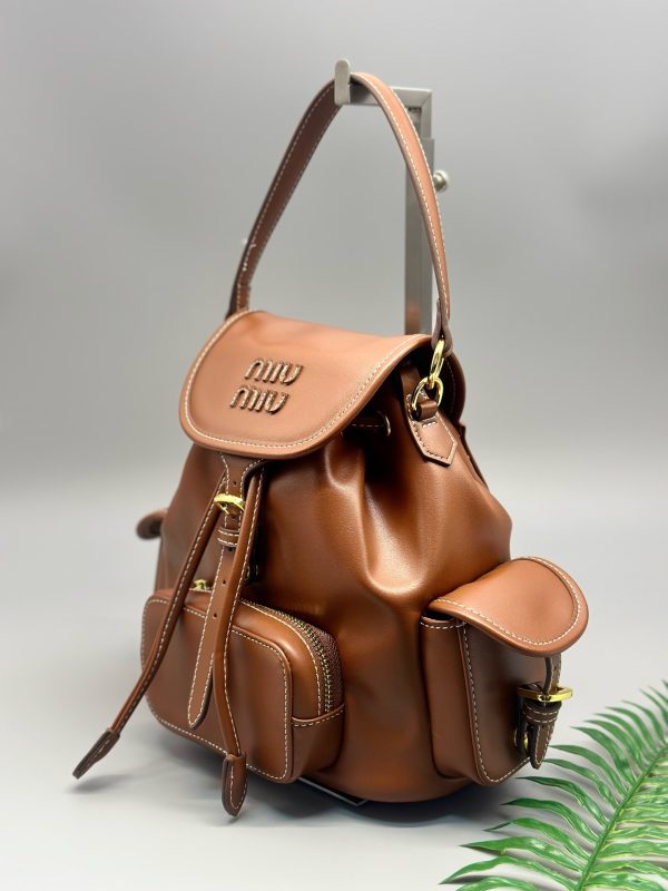 Miu Miu Leather Backpack Black / Cognac