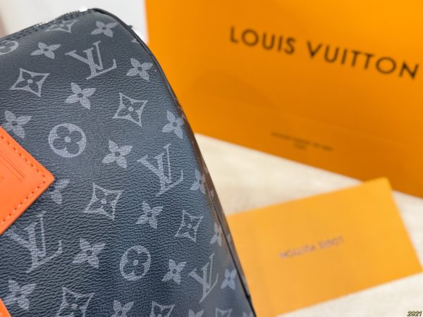 LV Keepall Bandoulière 45 Monogram Eclipse Sunrise Orange Bag