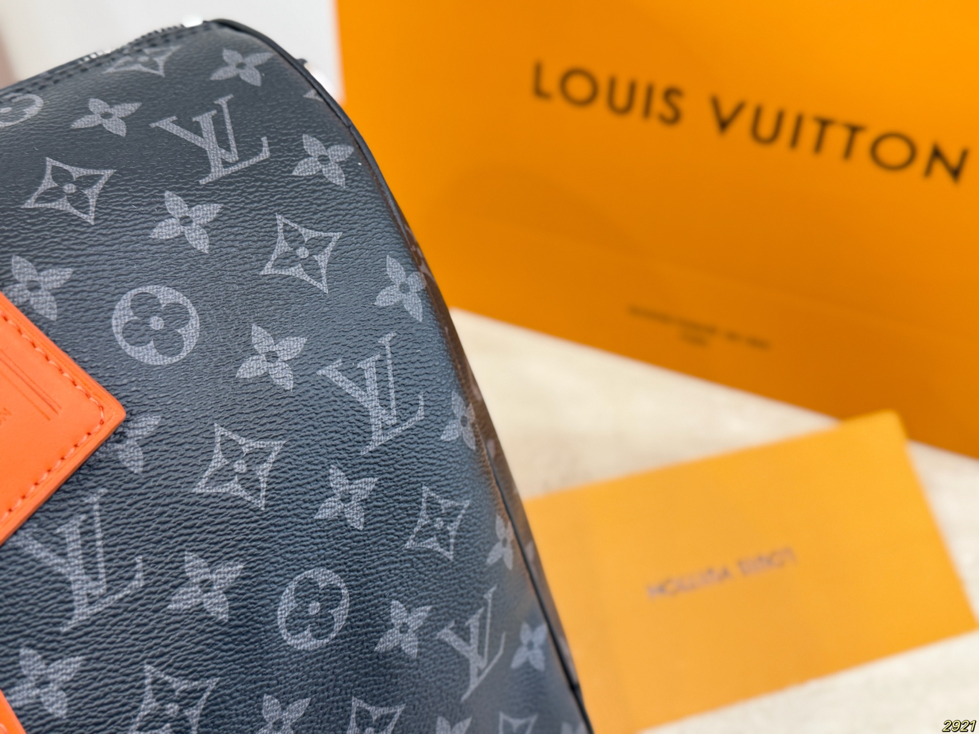 LV Keepall Bandoulière 45 Monogram Eclipse Sunrise Orange Bag - Image 3