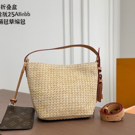 LV 25 Allinbb Bucket Bag, Straw Weave