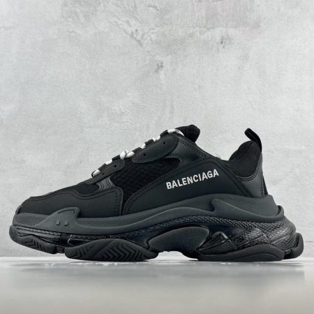 Balenciaga Triple S Clear Sole Sneakers Black Mirror Version 10A - Image 2