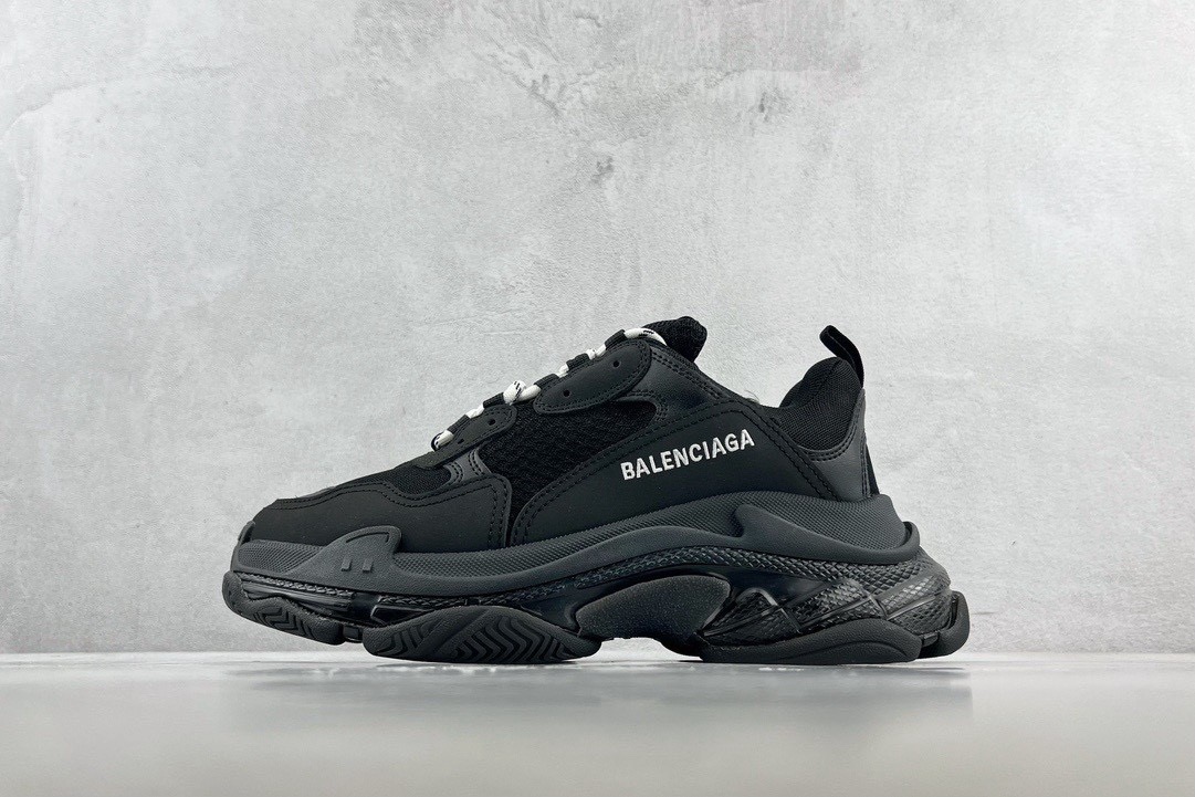 Balenciaga Triple S Clear Sole Sneakers Black Mirror Version 10A - Image 2
