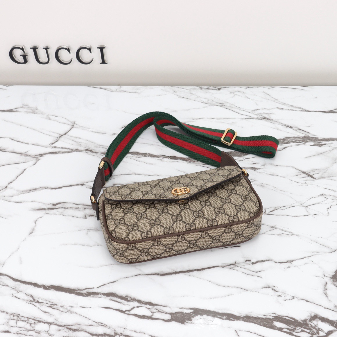 Gucci Ophidia Pochette in Beige and ebony Supreme - Image 8