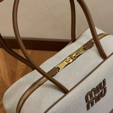 Miu Miu Beau Canvas and Leather Top Handle Bag - Image 2