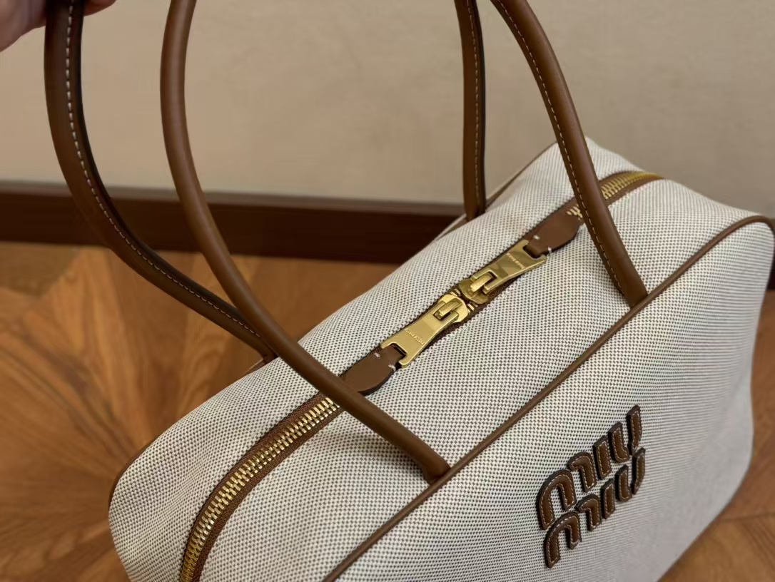 Miu Miu Beau Canvas and Leather Top Handle Bag - Image 2