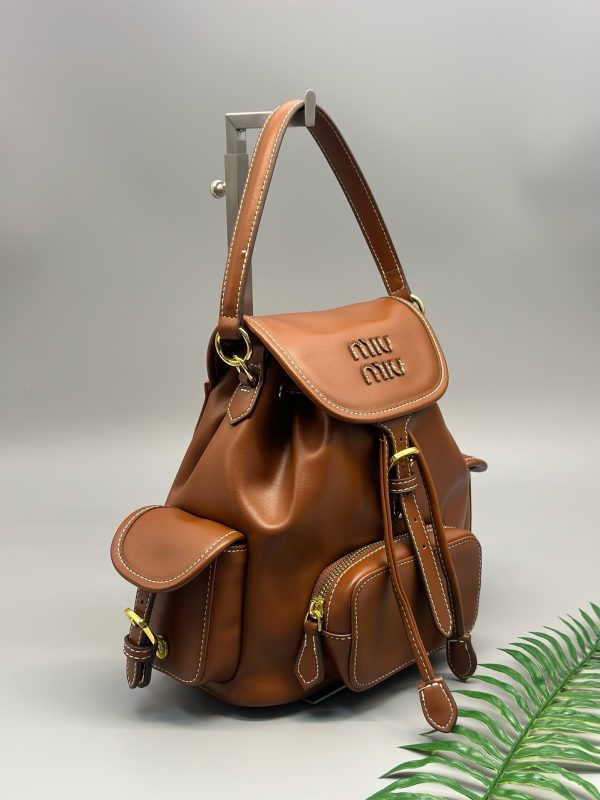 Miu Miu Leather Backpack Black / Cognac