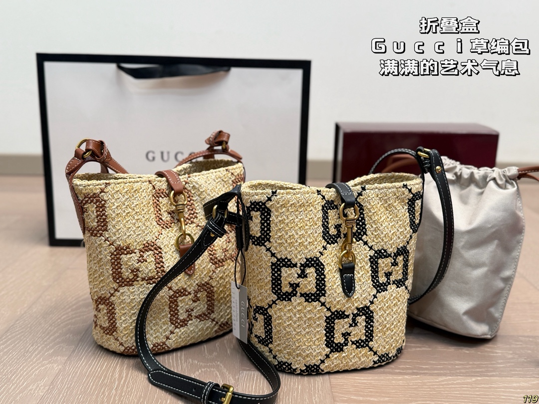 Gucci Mini Woven Bucket Bag - Image 2