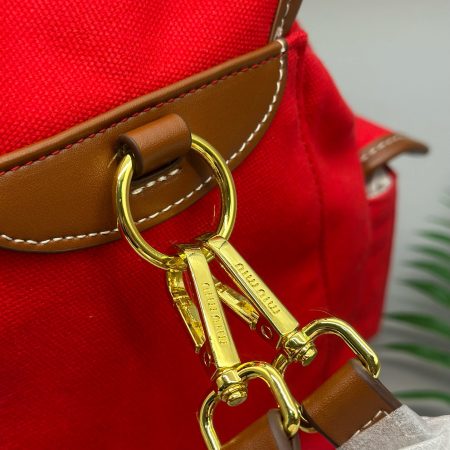 Miu Miu Canvas and Leather Backpack - Image 5