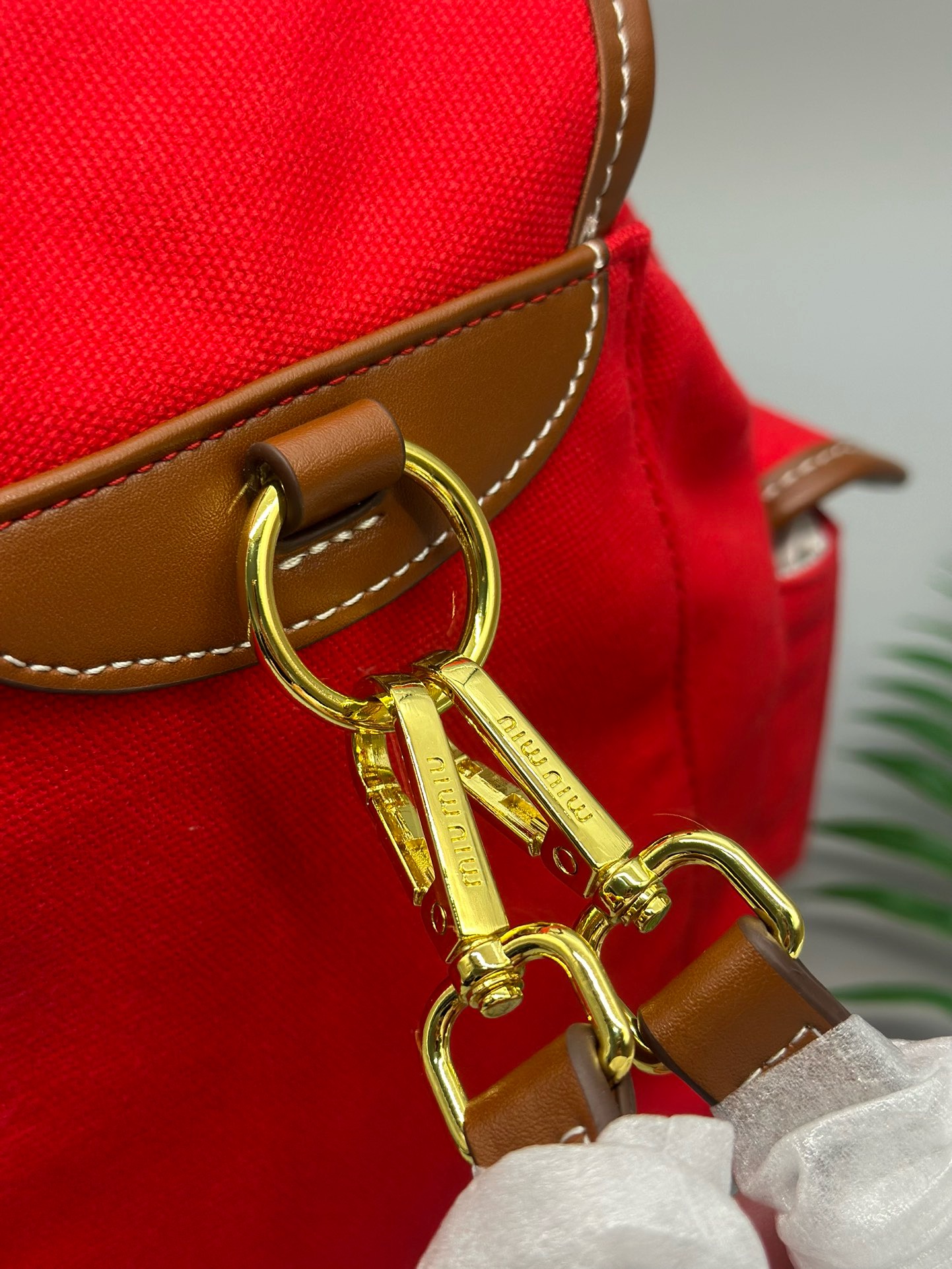 Miu Miu Canvas and Leather Backpack - Image 5