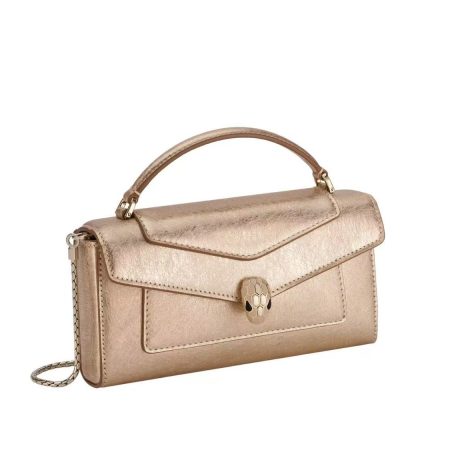 BVLGARI Serpenti Metallic Leather Pochette