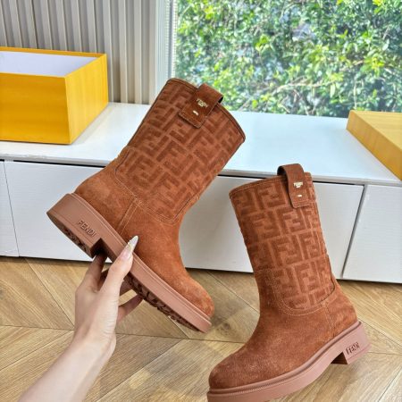 Fendi Filo Mid-Calf Suede Boots