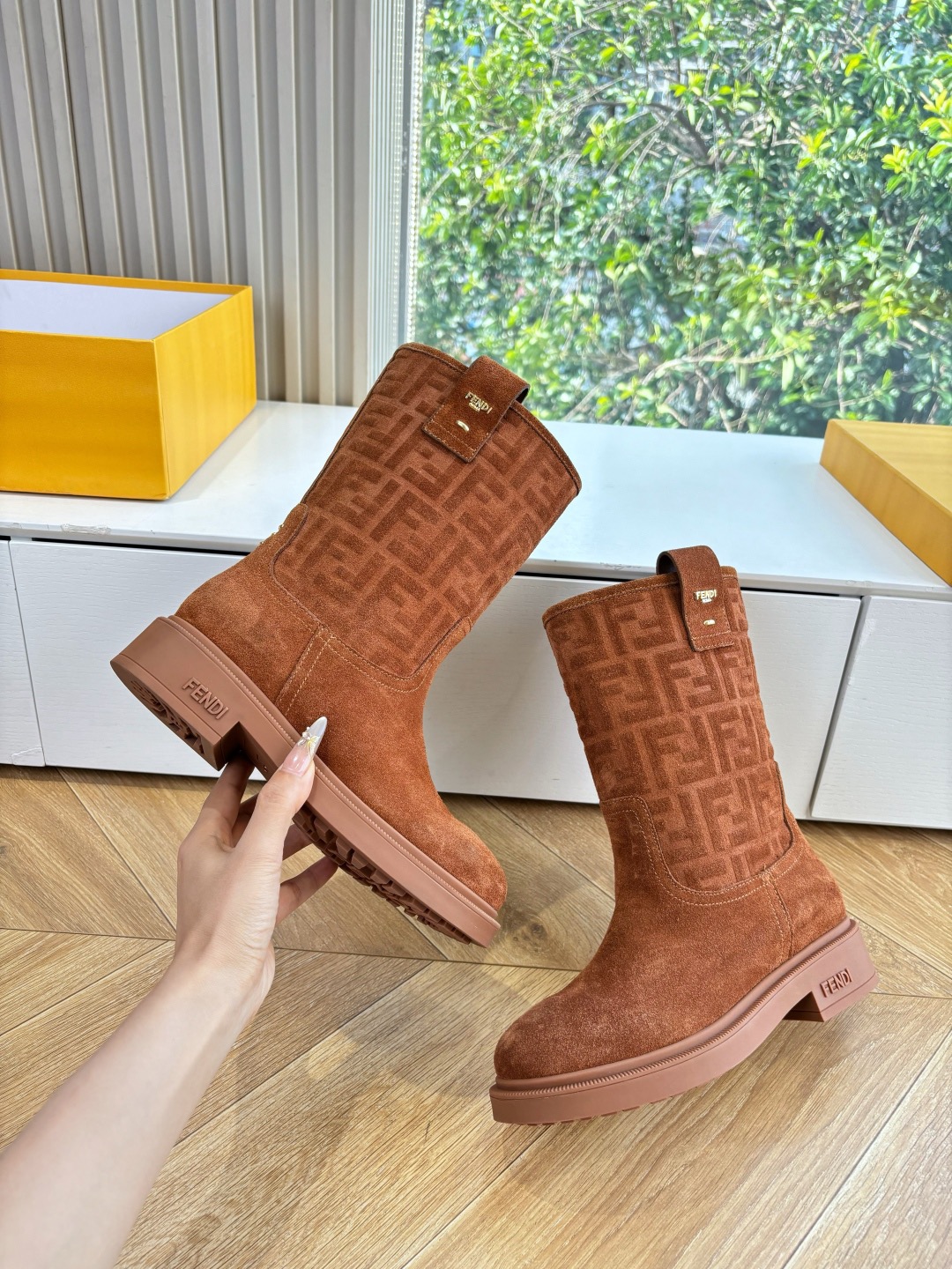Fendi Filo Mid-Calf Suede Boots - Image 1