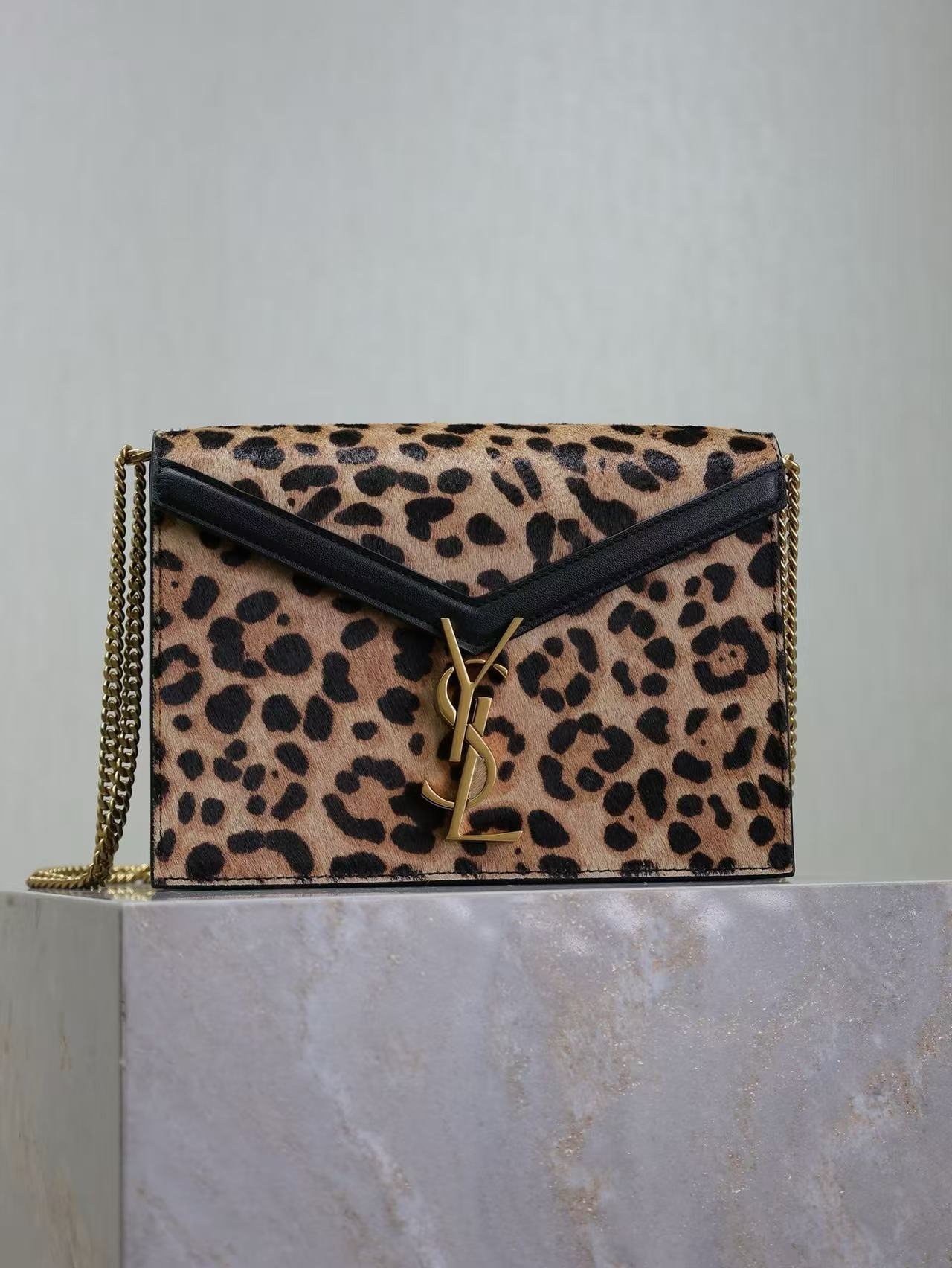 YSL Leopard Print Cassandra Chain Bag - Image 1