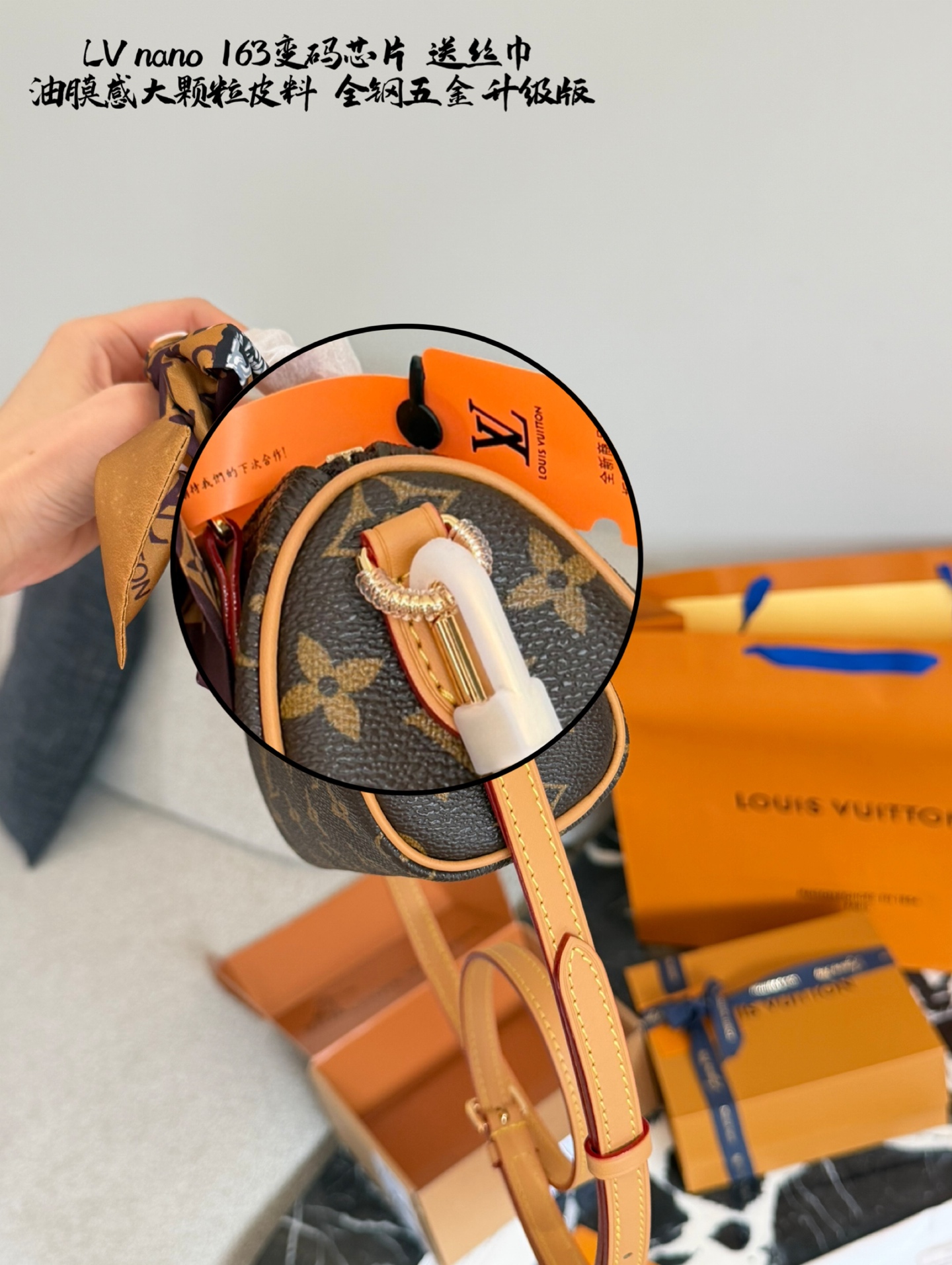 LV Nano Speedy Bag With Scarf - Image 8