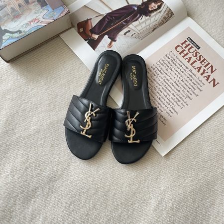YSL 26P Embroidered Letter Flat Sandals - Image 11