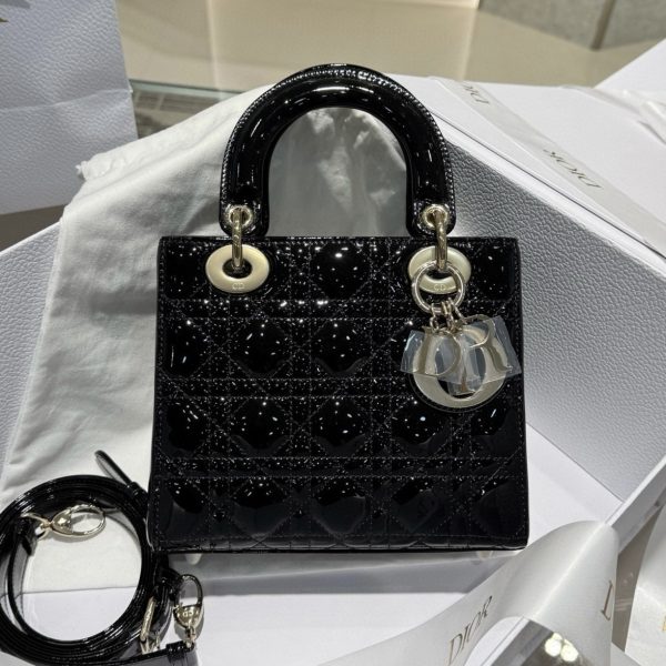 Dior Small Lady Bag Lacquered Calfskin Top Quality