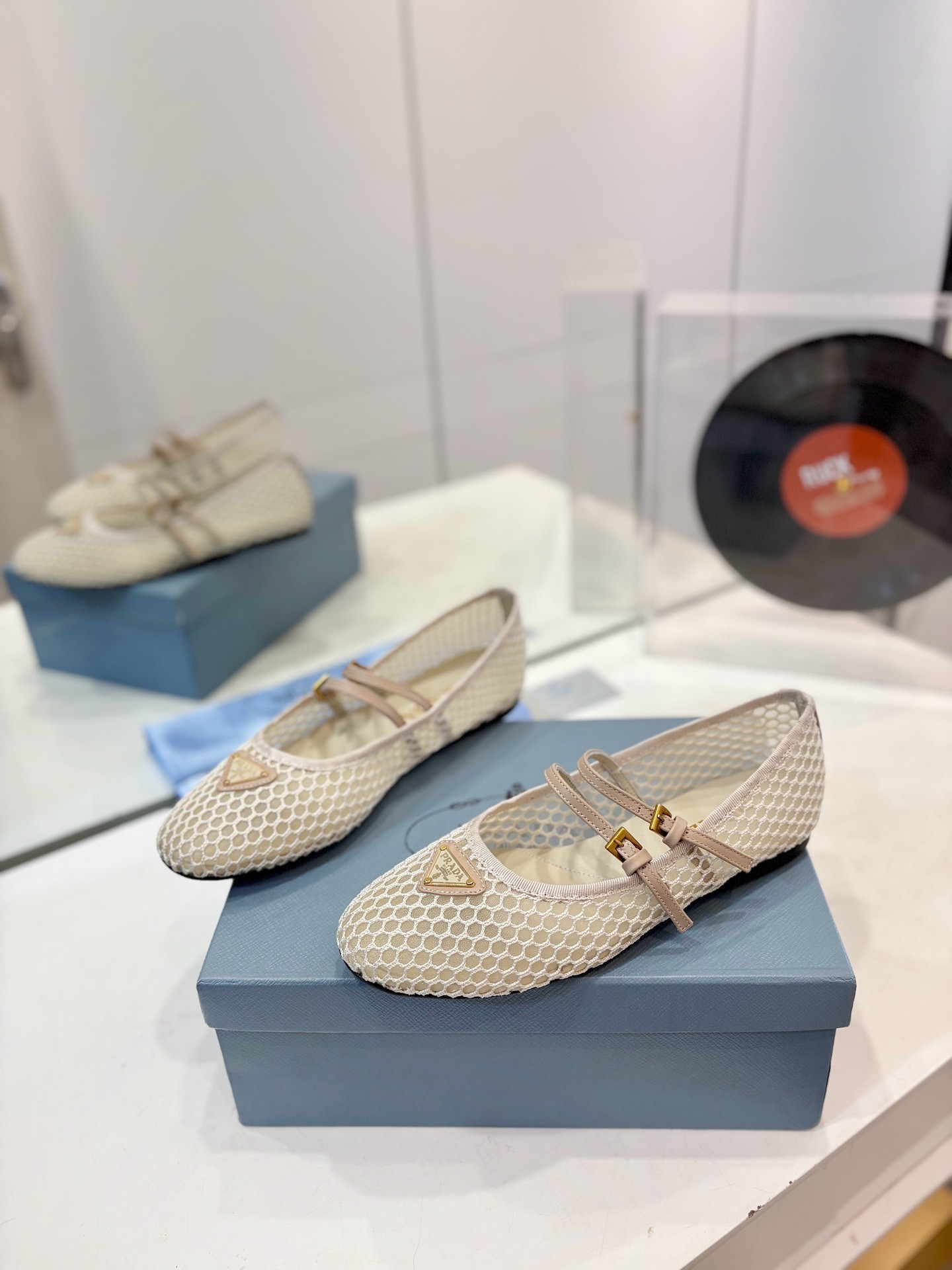 Prada Macramé mesh Mary Jane flats - Image 1