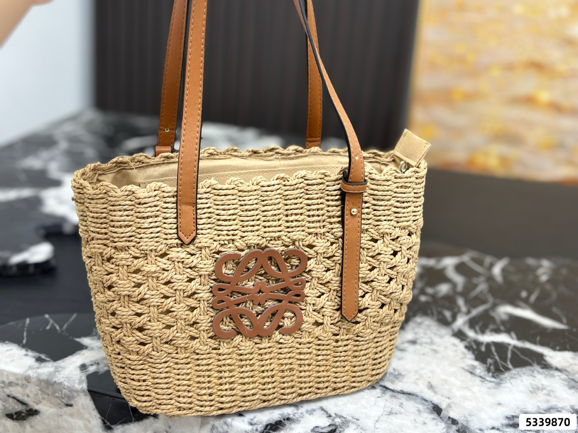 Loewe Anagram Basket Woven Shopping Bag - Image 3