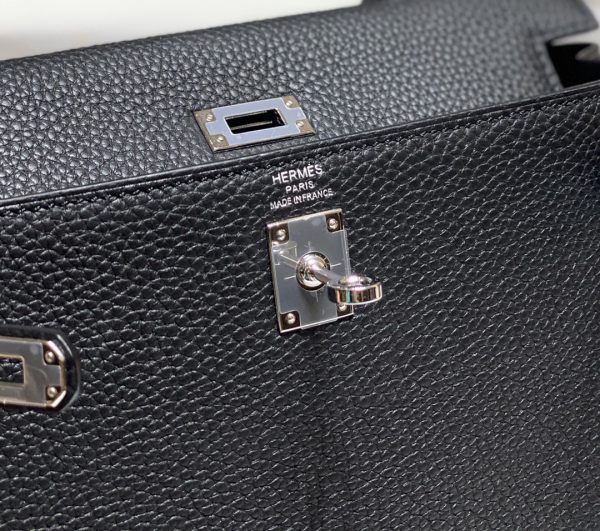 Hermès Kelly 25 black togo leather palladium hardware