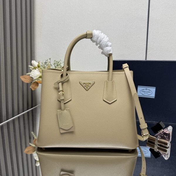 Prada Saffiano LeatherDouble Handle Medium Tote Bag
