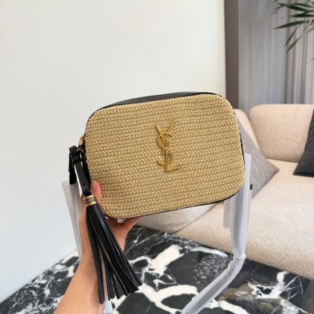 Saint Laurent Lou Raffia Crossbody Camera Bag - Image 6